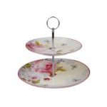1103 Підставка під солодке 2-хярусна кераміка квіти