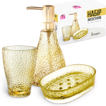 888-152 Набір у ванну 3 предм. Фьюжн нефрит (дозатор , підстав. для зуб.щіт., мильниця) "S&T"