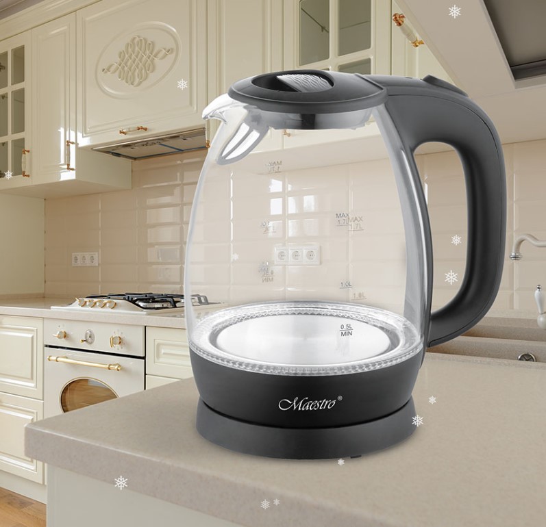 Знімок екрана 2025-12-11 124613 MR-063 Чорний Ел.чайник скло 1.7л 2000ВТ Maestro - Зображення 1