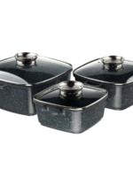 1491 А+ Набір квадратних каструль з мармур. покрит. 6 предм.(3,2л;5,1л;7,8л)