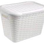 073 Кошик з кришкою 20л прямокутний(кремовий,сірий) UKSAN