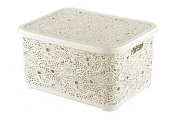 324 Кошик з кришкою 28л слонова кістка АЖУР