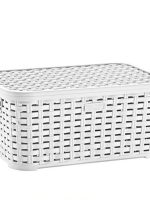 295 Кошик з кришкою Ротанг 10л (34х24х16см) білий ІRAK