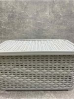 296 Кошик з кришкою з ручками  Ротанг 18л сірий (40х29,5х19 см) IRAK