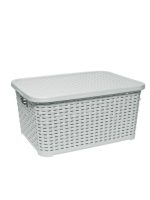 296 Кошик з кришкою з ручками  Ротанг 18л білий (40х29,5х19 см) IRAK