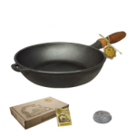 Т305Сз Сковорода чавунна лита 26*6см з дерев. ручкою зі скляною кришкою"S&T"