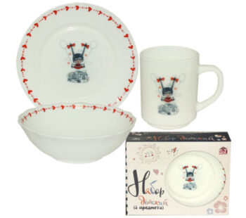 515-02 Набір посуду дитячий 3 пр. Дівчина (тарілка-7,миска-6,кружка-230мл) S&T