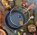 Т306СЗ Сковорода чавунна лита 28*6см з дерев. ручкою зі скляною кришкою "S&T"