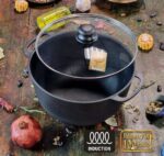 Т404С3 Каструля чавунна лита 6л зі скляною кришкою "S&T"