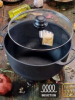 Т404С3 Каструля чавунна лита 6л зі скляною кришкою "S&T"