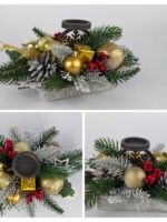 Підсвічник під свічку-таблетку золото 28*20см