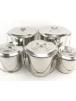 Набір відер нерж з кришкою(3л;5л;8л;10л;15л) 0385 А-Plus