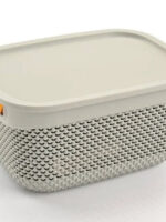 1163 Кошик з кришкою 6.6л (сірий,пудра) Ажур UKSAN