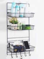 01347 Полиця настінна 3-ярусна хром+5гачків 29,5**13*66см STENSON