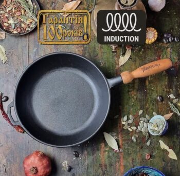 Т305 Сковорода чавунна лита 26*6см з дерев. ручкою "S&T"