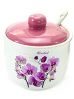 ZFC045  ОР  Цукорниця кер.  350 мл. з лож. орхідея рожева Interos