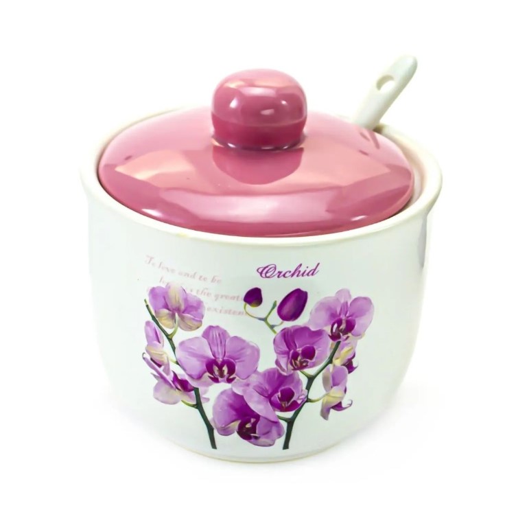 Знімок екрана 2026-01-08 115002 ZFC045 ОР Цукорниця кер. 350 мл. з лож. орхідея рожева Interos - Зображення 1