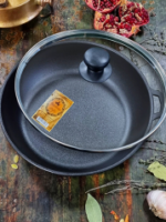 Т1011СзУК Жаровня чавунна лита 20*4см зі скляною кришкою "S&T"