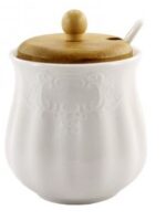 PJ03195-1  Цукорниця  340 мл   з ложкою та дерев. кришкою Interos