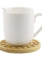 PJ03381 Кружка 300 мл з ложкою та дерев. підставкою D Interos