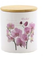 ZFC038 OP   Банка кер.  850 мл з дерев'яною кришкою, орхідея рожева Interos