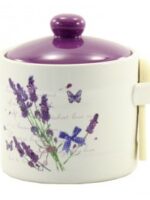 ZF1099  LV   Банка кер.  450 мл з деревяною ложкою , лаванда Interos