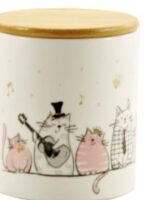 ZFC465 SC   Банка кер.  450 мл з деревяною кришкою, співаючі котики Interos
