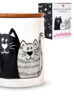 6028-19 Ємкість для сипучих з бамбуковою кришкою 850мл "Мурчики" "S&T"