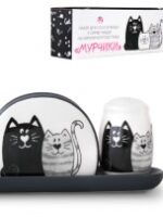 6912-19 Набір для солі і перцю на кер. підставці "Мурчики" (22,5х7х8см)"S&T"