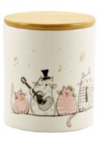ZFA982 SC   Банка кер. 650 мл з дерев'яною кришкою, співаючі котики Interos