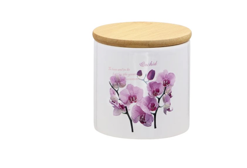 Знімок екрана 2026-01-08 163621 ZFC465 OP Банка кер. 450 мл. з дерев'яною кришкою, орхідея рожева Interos - Зображення 1