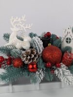 Підсвічник новорічний сани червоний 40*22*22см