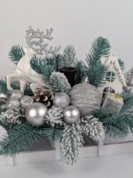 Підсвічник новорічний сани срібло 40*22*22см