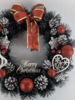 Вінок новорічний на двері червоний d 38см