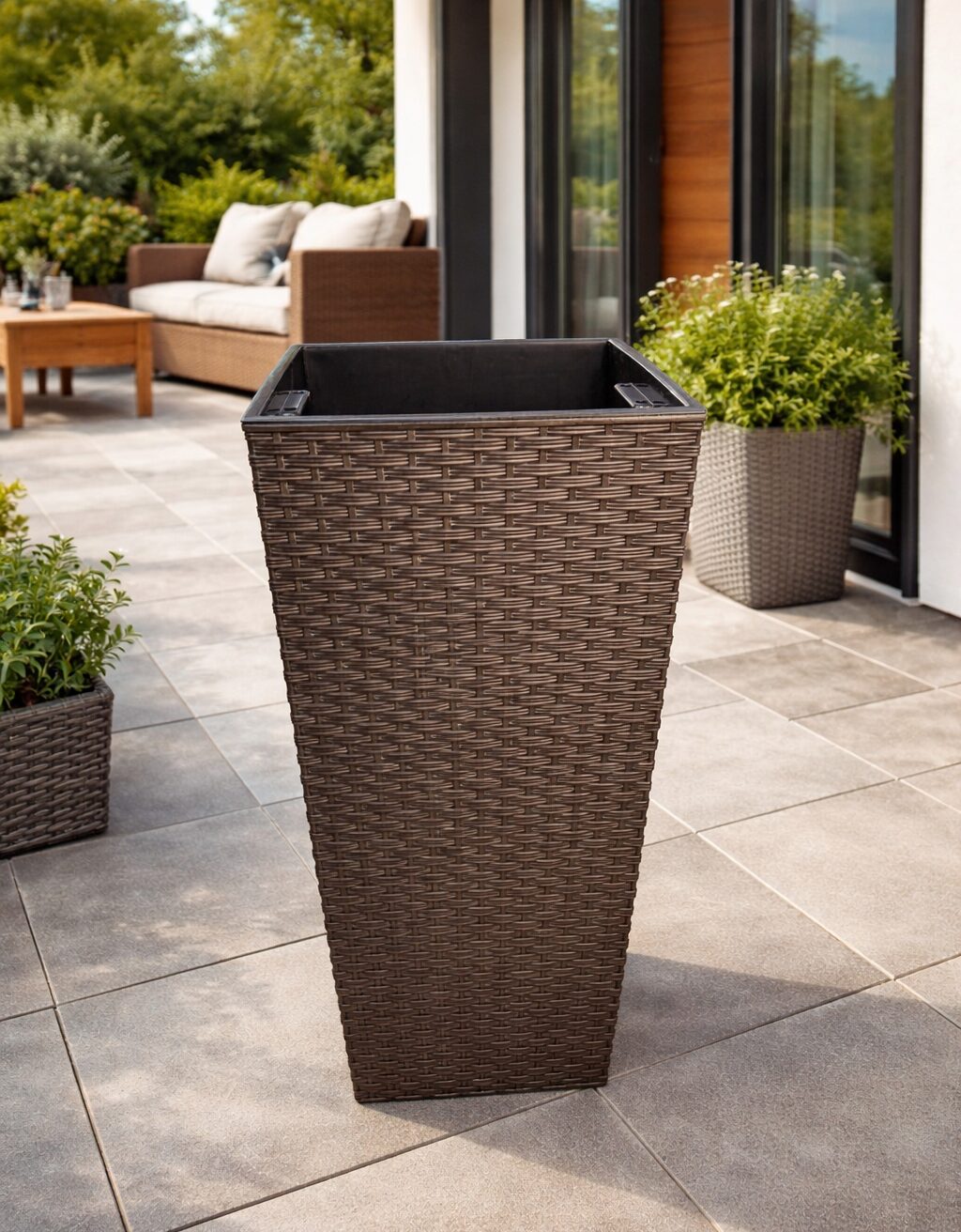 кашп 574 Горщик для квітів Фінезія 300*300 ротанг-мокко з вкладом # - Зображення 1