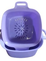 РОЗПРОДАЖ 2089 Миска квадратна з ручками і друшляком 3л Полімерагро