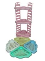 Полиця кутова у ванну 3-х ярусна "Р-Пласт" пудра