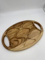 Менажниця-піднос дубова з ручками овал 44х30х2см - Зображення 3