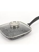 РОЗПРОДАЖ 1496 А+ Сковорода гриль квадратна з кришкою 24см.