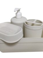 133 Набір 4-х предмет. для ванної кімнати Alesta (дозатор, мильниця, стакан для полоскання+кошик)