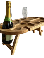 Менажниця-стіл овал дерево з отвором для вина на 4 бокали