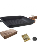 Т307 Сковорода чавунна лита 28*28*4см квадратна (гриль)  "S&T"