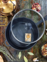 Т204С3 Сковорода чавунна лита 28*6 см зі скляною кришкою "S&T"