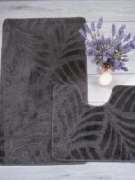 Коврик 2в1 у ванну ECONOM 50х80+50х40см темно-сірий листя