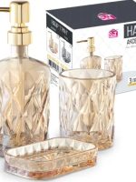 888-156 Набір у ванну 3 предм. Грані бурштин (дозатор , підстав. для зуб.щіт., мильниця) "S&T"