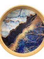 РОЗПРОДАЖ 0006 Піднос круглий бамбук з декором  38*38*5см Євроголд