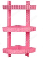 Полиця кутова у ванну 3-х ярусна рожева "Р-Пласт"