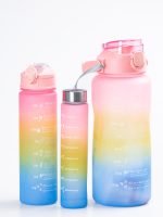 HPZSB120051P Набір пляшок для води 3в1 500мл 900мл 2л з дозатором рожевий градієнт