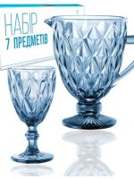 9052 Набір 7-пр. 1 глечик-1,1л +6 бокалів-320мл Грані кобальт"S&T"
