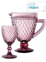 9053 Набір 7-пр. 1 глечик-1,15л +6 бокалів-340мл Аргайл бордо "S&T"